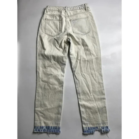 Vervet Jeans Womens 27 Bleach Wash Button Fly Raw Hem Straight Leg Distressed - Picture 9 of 10